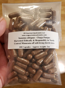 100 Chaga Capsules (2oz) Vegan, Organic Mushroom Supplement