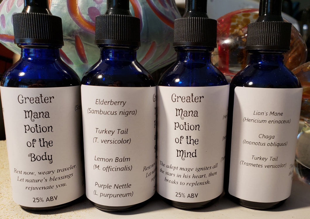 Greater Mana Potions of the Mind & Body * 2oz Mushroom Tincture 2-Pack