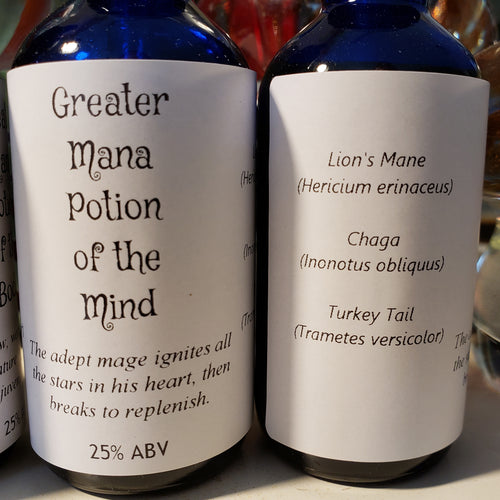Greater Mana Potion of the Mind * Triple Mushroom Tincture, 2 oz. * Chaga, Lion's Mane & Turkey Tail