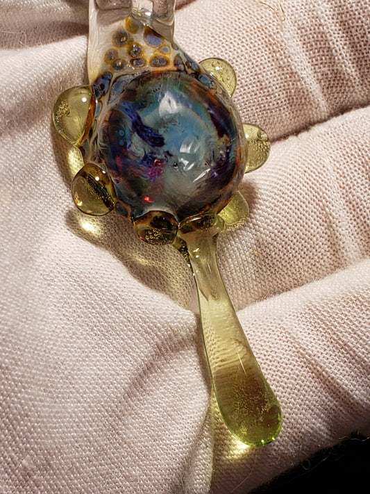 Hand-woven Hemp Necklace with Green & Blue Pendant
